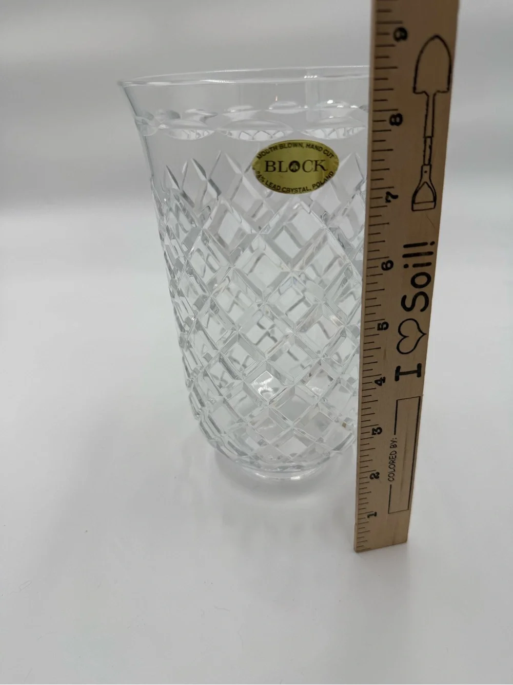 BLOCK Hand Blown Hand Cut‎ Lead Crystal Vase 8